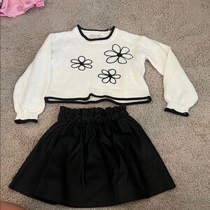 Chic Black and White Kids Skirt Set